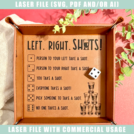Drinking Dice Game Digital File for Laser Engraving | Leatherette Party Game SVG