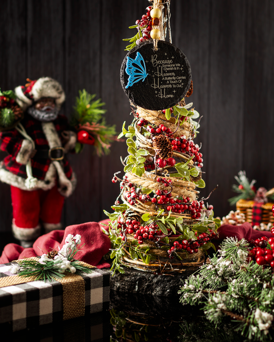 Memorial Slate Ornament with Butterfly Design