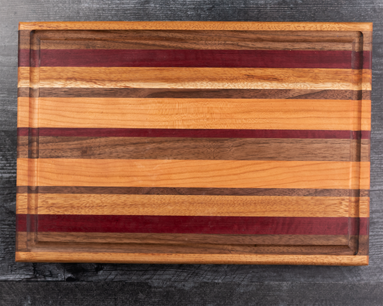 Maple, Walnut, Purple Heart and Cherry Butcher Block