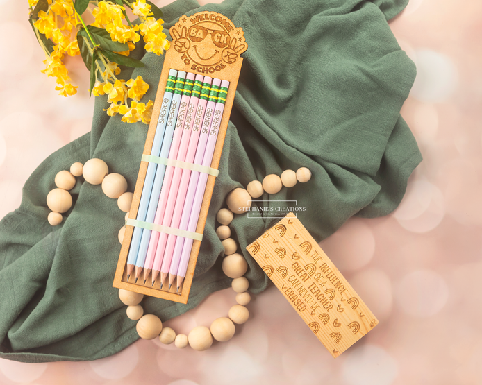 Back to school pencil set with custom engraving