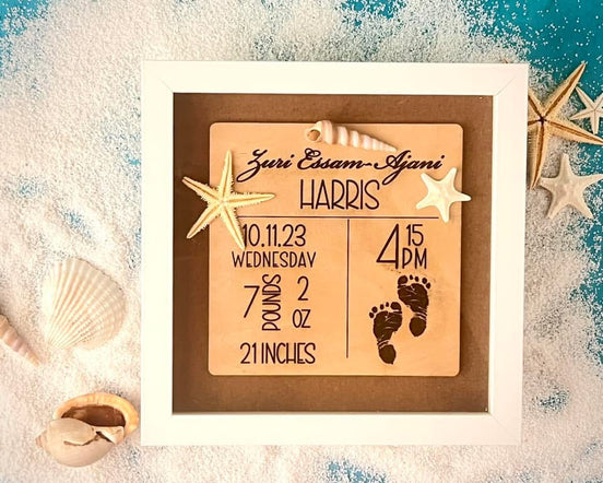 Personalized baby announcement shadowbox gift
