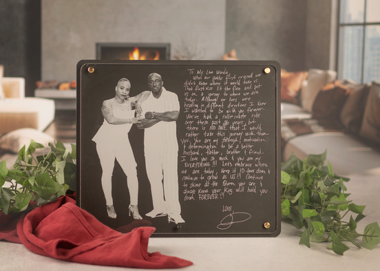 Custom engraved keepsake with photo and handwriting