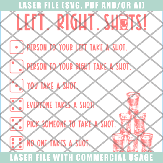 Drinking Dice Game Digital File for Laser Engraving | Leatherette Party Game SVG