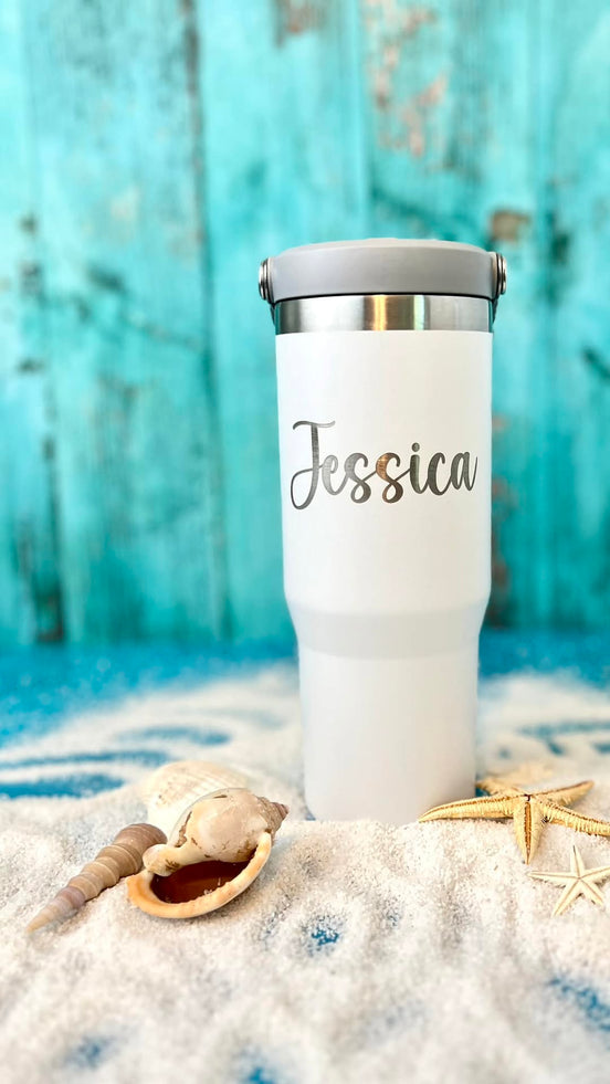 Custom engraved Stanley tumbler with personalized name or design