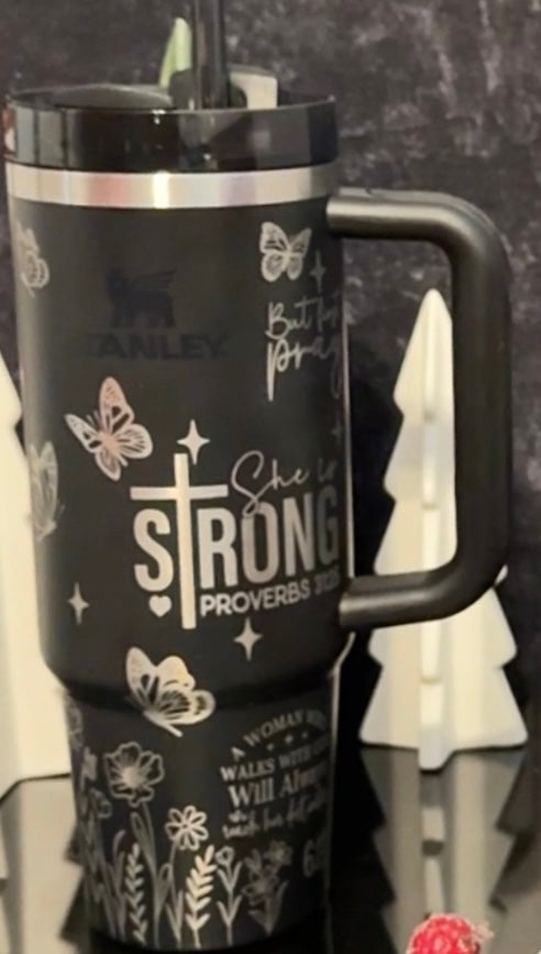 Stainless steel Stanley cup with custom engraving