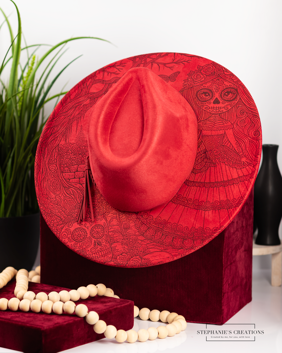 Engraved Vegan Suede Hat | Custom Wide Brim Fashion Hat for Men and Women