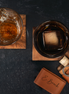Engraved leather cigar holder with cutter