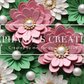 3D Pink and Green Flowers with Pearls Sublimation Tumbler Wrap Digital File