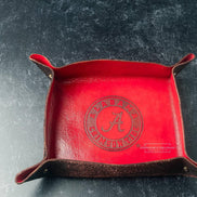 University of Alabama leather catch-all tray with engraved logo