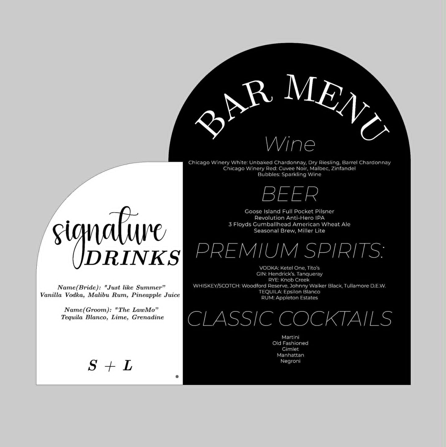 Bar Menu Acrylic Sign