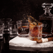 Personalized decanter and glass set engraved for wedding gift