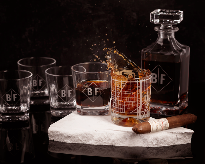 Personalized decanter and glass set engraved for wedding gift