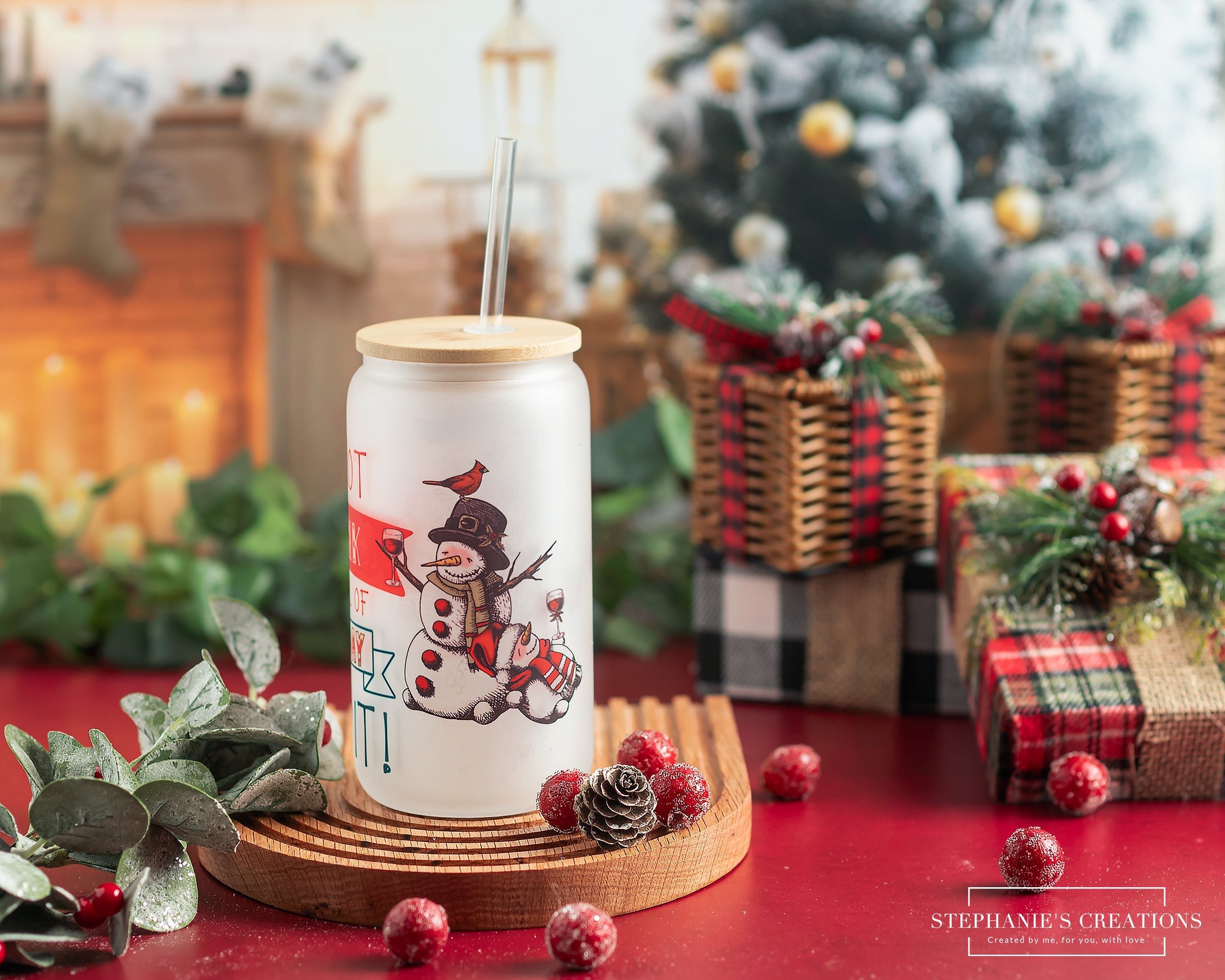 I'm Not Drunk, I'm in The Holiday Spirit Glass Can Tumbler Sublimation Digital File