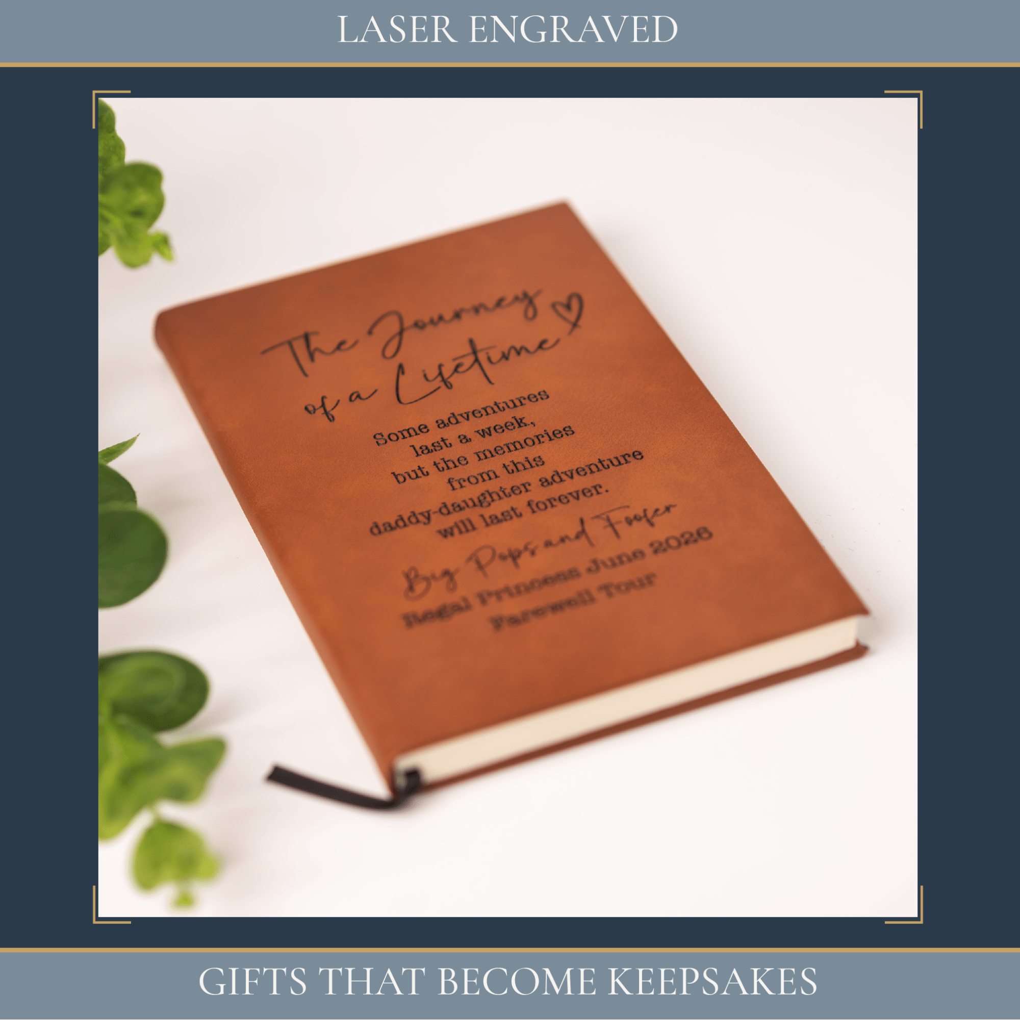 Personalized Leather Journal | Custom Laser Engraved Leatherette Journal - Stephanie's Creations