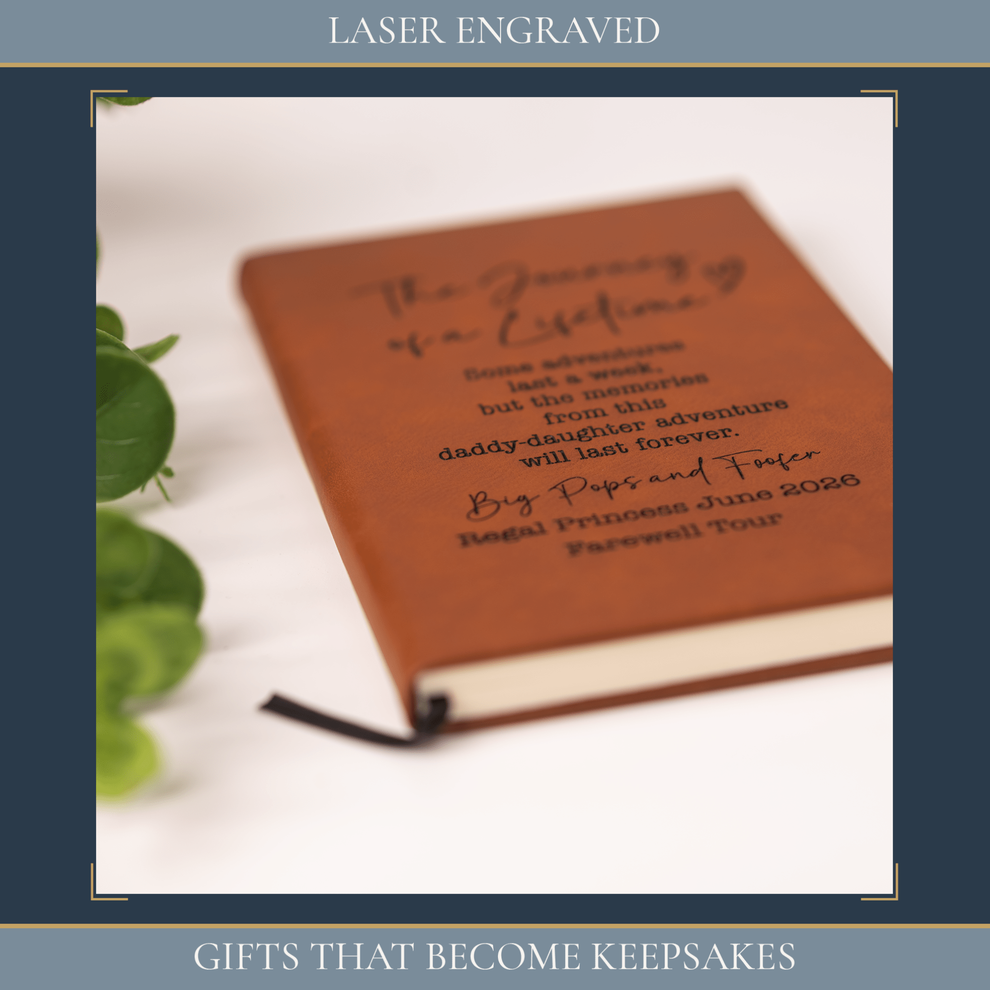 Personalized Leather Journal | Custom Laser Engraved Leatherette Journal - Stephanie's Creations
