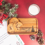 Engraved Acacia wood tray, Santa milk and cookies tray, Laser engraved Christmas tray, Wooden Christmas Eve tray, Family holiday tradition tray, Kids Christmas gift tray, Milk and cookies for Santa tray, Christmas Eve cookie tray, Personalized holiday tray, Acacia wood engraved tray
