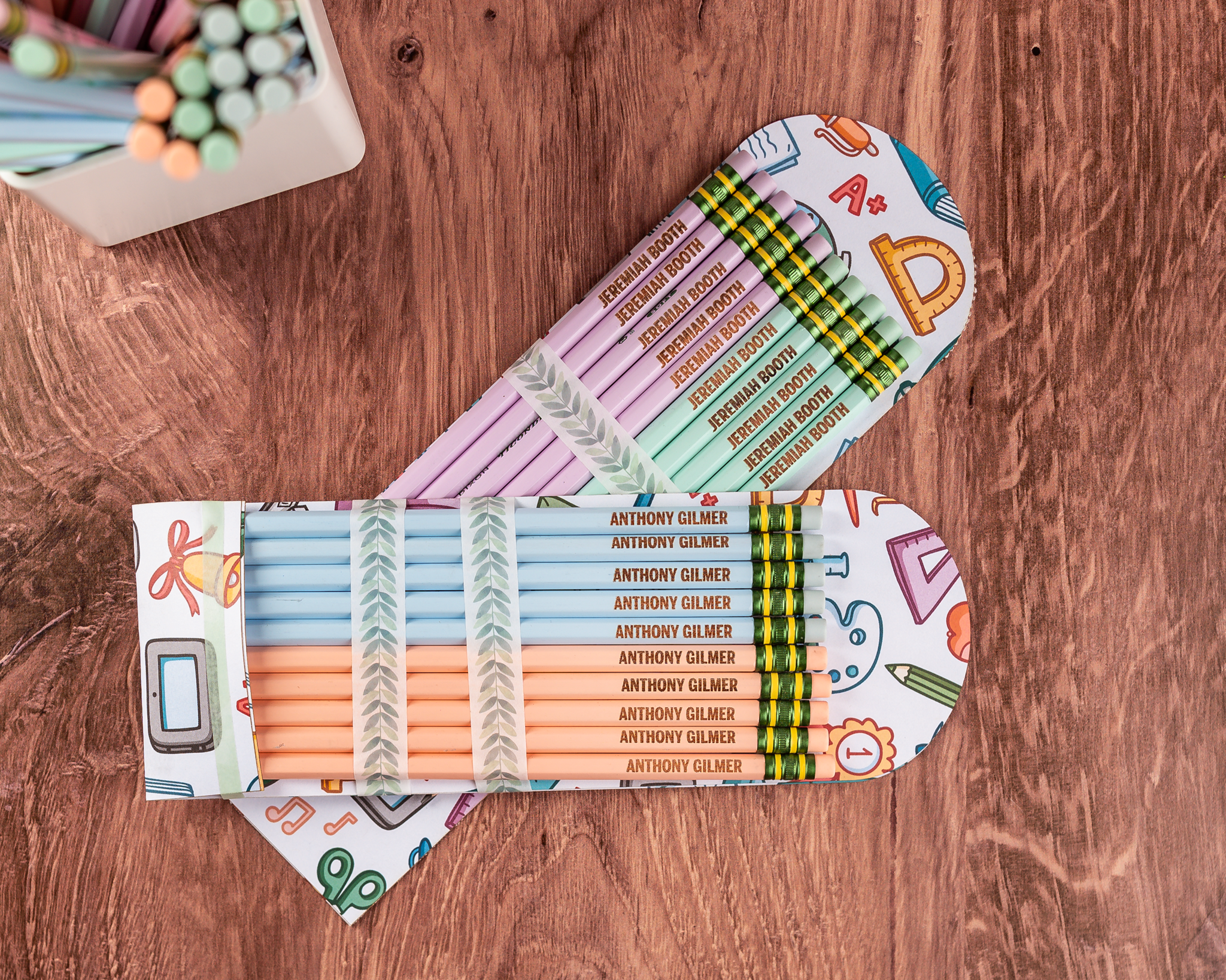 Teacher appreciation gift — engraved pencil set with holder
