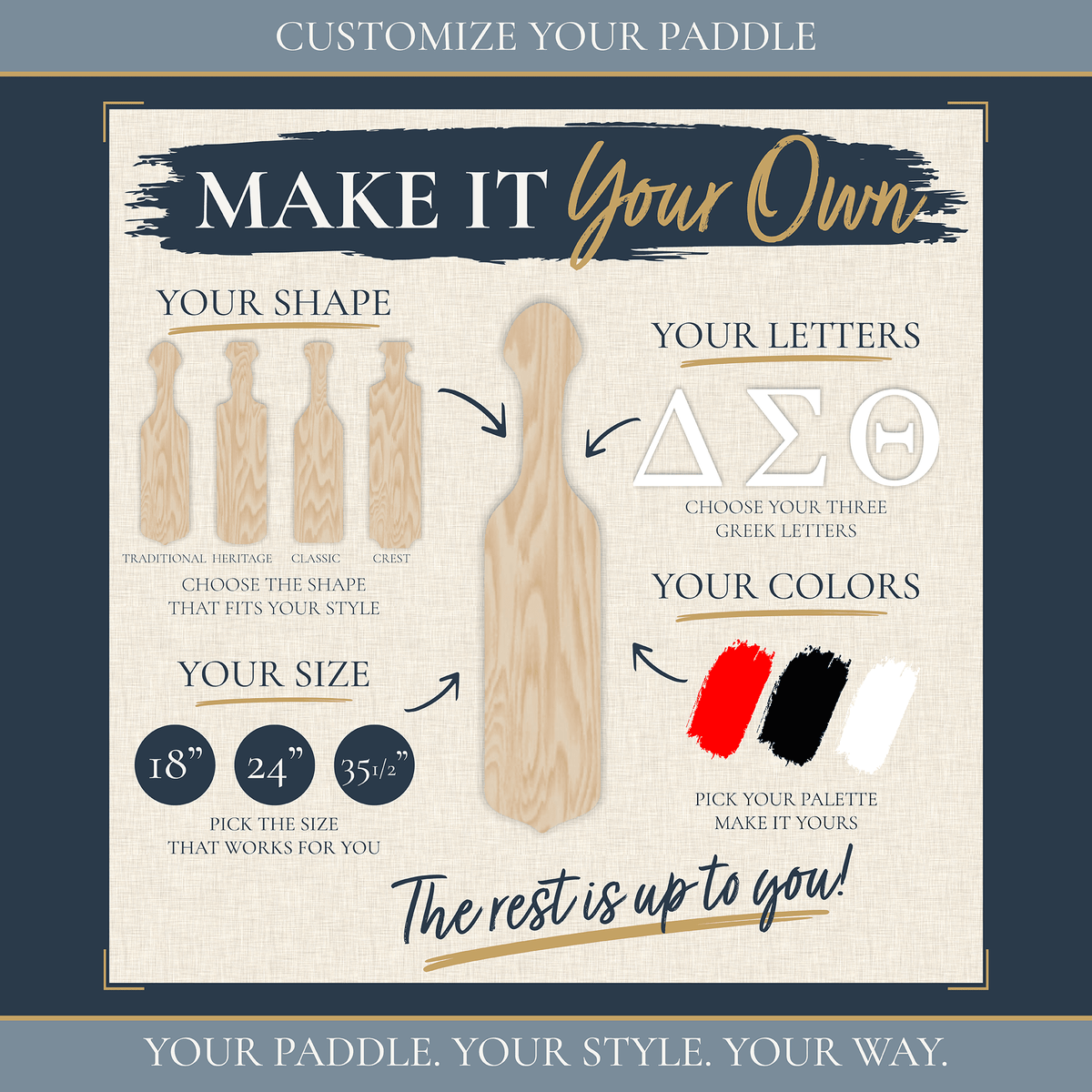 DIY Greek Paddle Kit, Birch Wood Fraternity & Sorority Paddle