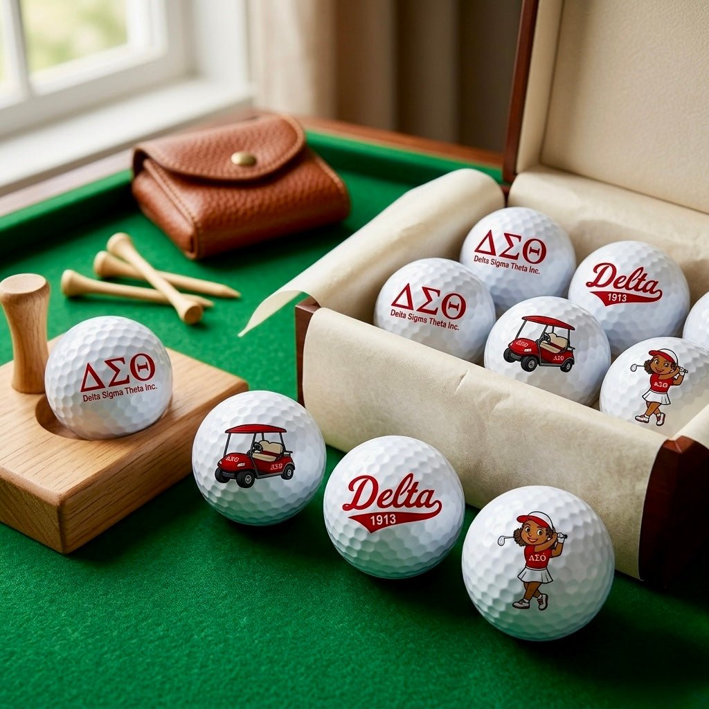 Delta Sigma Theta Golf Balls | Custom DST Greek Golf Balls | Pro V1, Supersoft, Kirkland - Stephanie's Creations