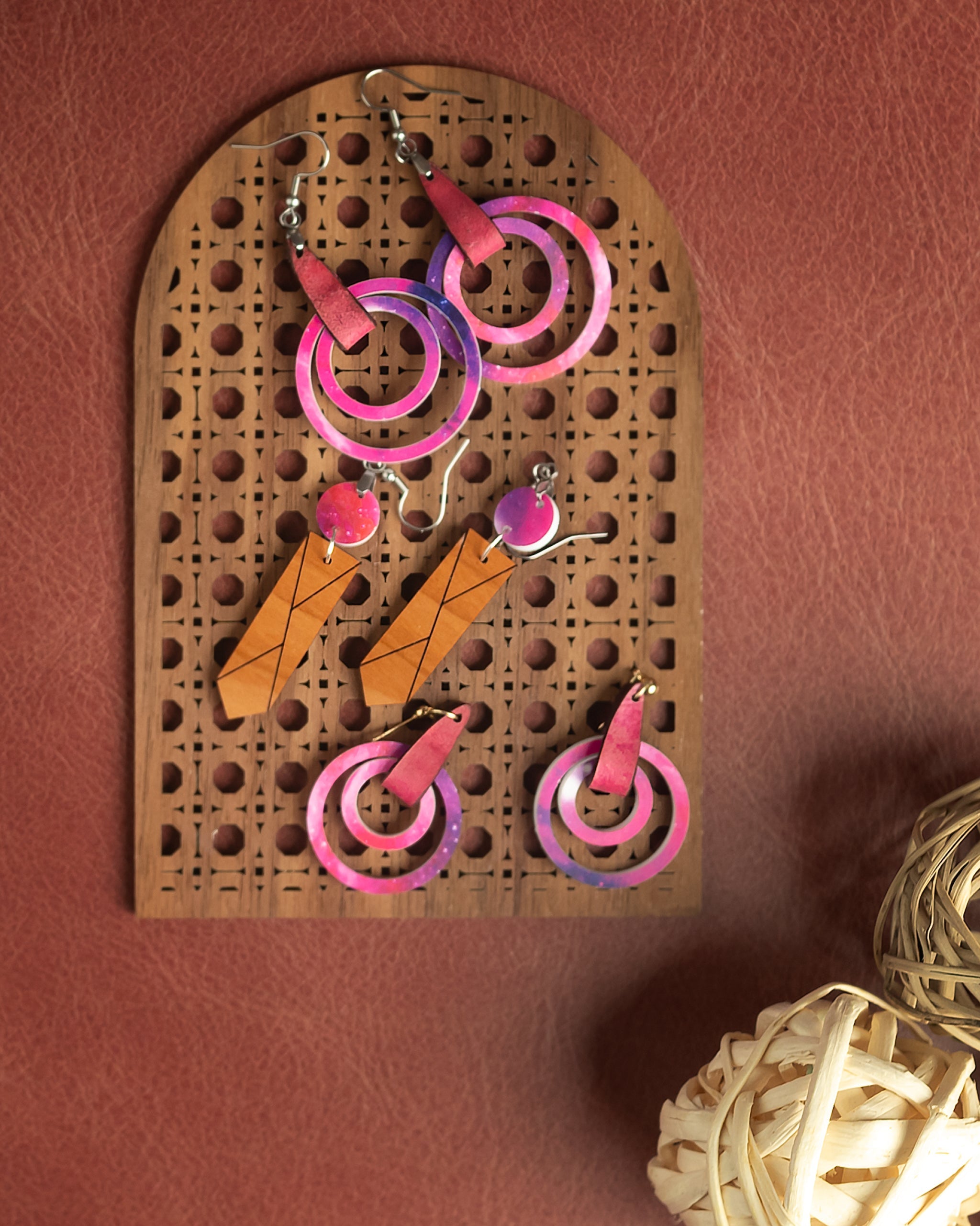 Boho Rattan Arch Earring Display Digital File