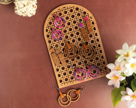 Boho Rattan Arch Earring Display Digital File
