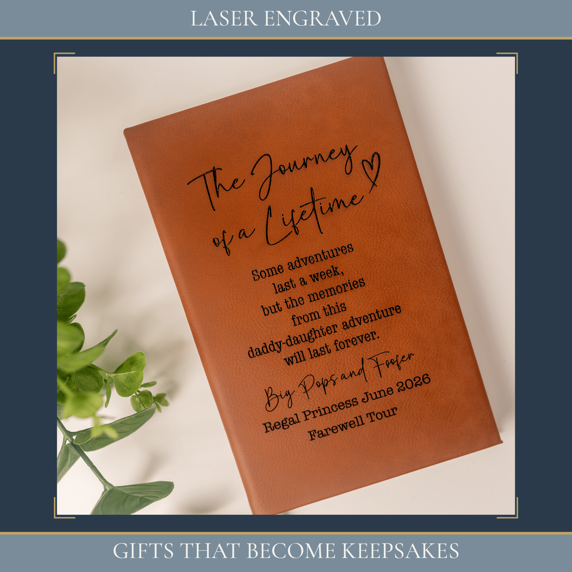 Personalized Leather Journal | Custom Laser Engraved Leatherette Journal - Stephanie's Creations