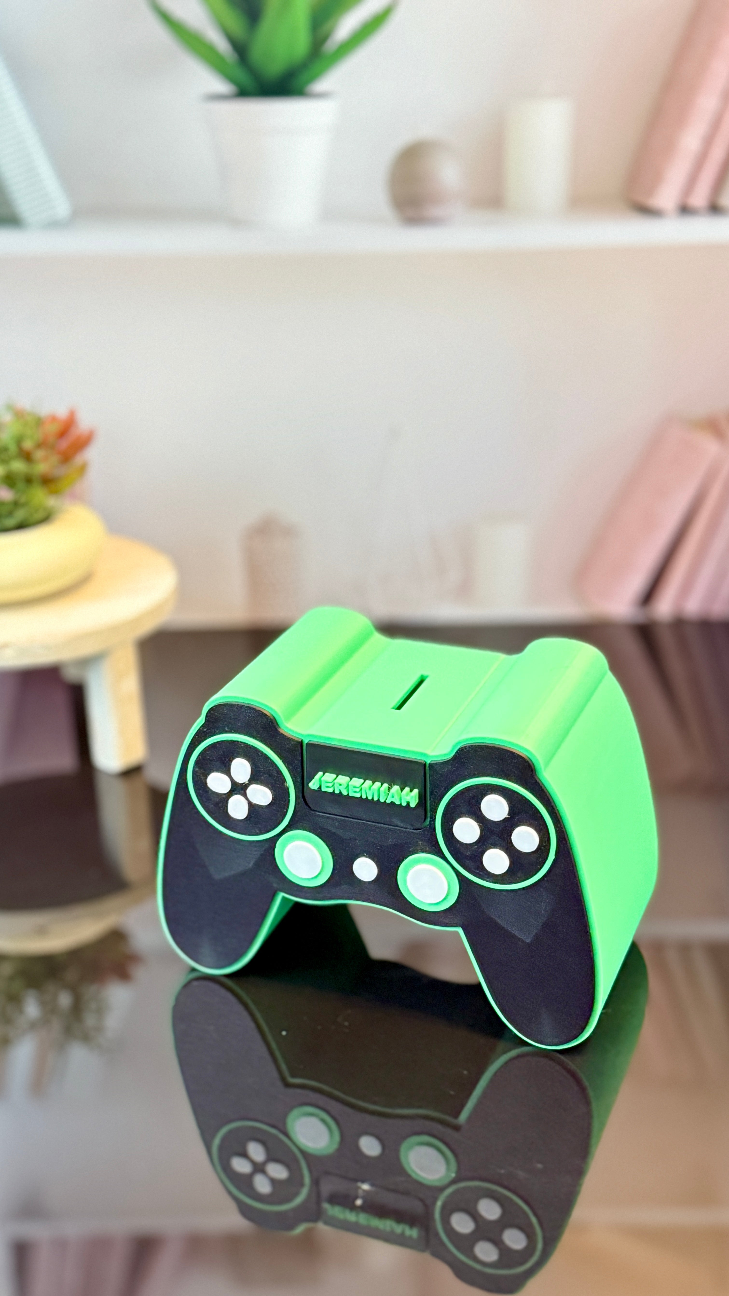 Game Controller Bank STL File – 3D Printable Coin Bank with Plug and Slot