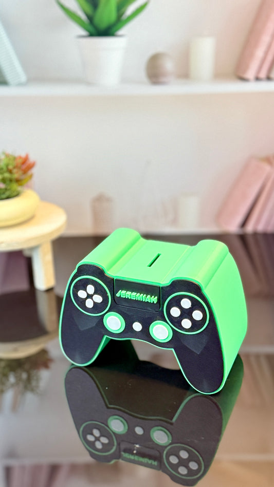 Game Controller Bank STL File – 3D Printable Coin Bank with Plug and Slot