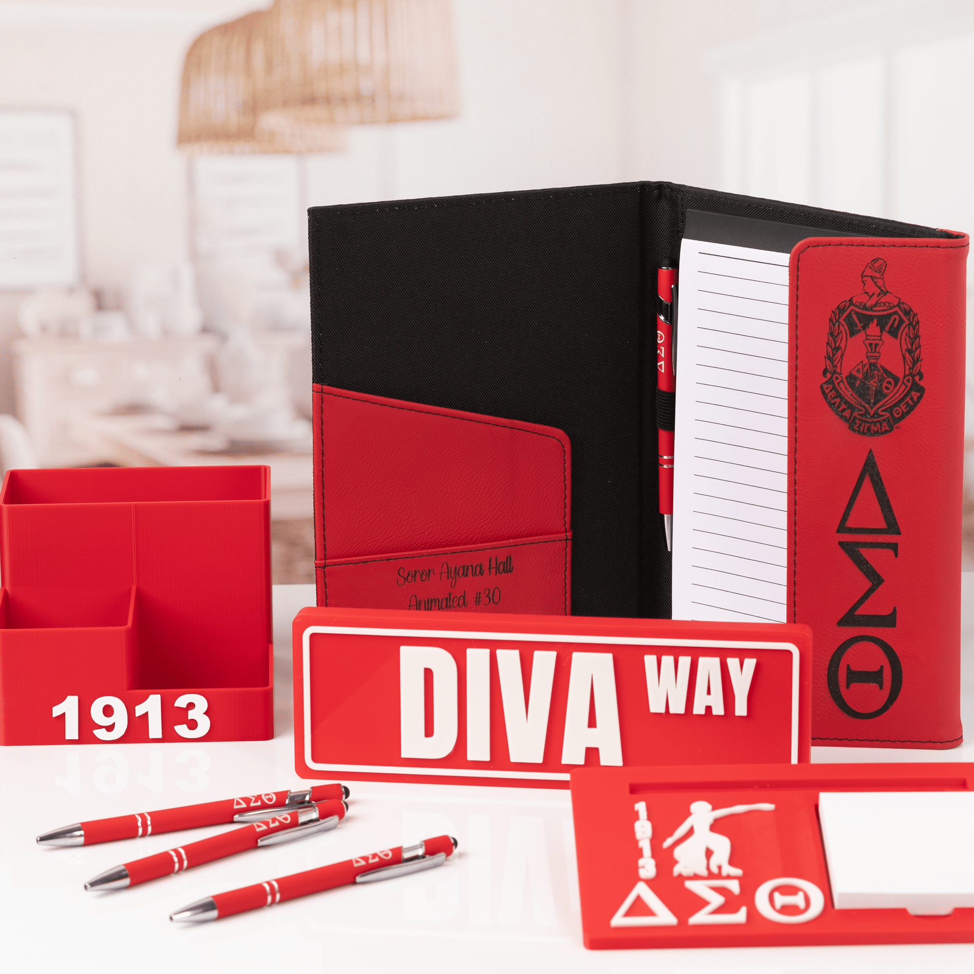 Delta Sigma Theta Desk Bundle | Licensed DST Desk Accessory Set | DST Gift Set | Free Shipping - Stephanie's Creations