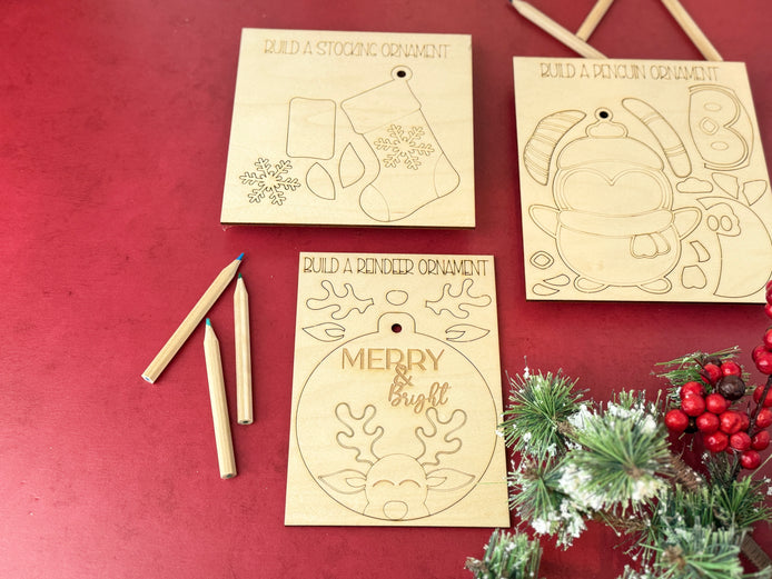 Pop Out Ornament Stocking Digital File, Build Your Own Christmas Ornament, Kids Craft, Christmas Ornament DIY, Laser File