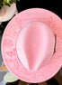 Personalized felt fedora hat with engraving on brim