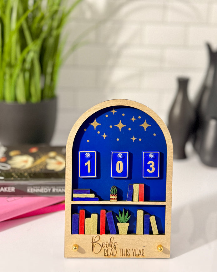 Books Read This Year Shelf Tracker Display With Number Tiles