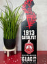 Personalized Delta Sigma Theta display paddle in layered wood and acrylic crimson and black