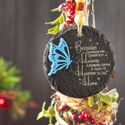 Memorial Slate Ornament with Butterfly Design
