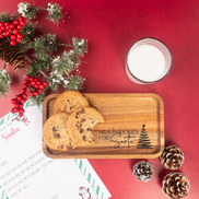 Engraved Acacia wood tray, Santa milk and cookies tray, Laser engraved Christmas tray, Wooden Christmas Eve tray, Family holiday tradition tray, Kids Christmas gift tray, Milk and cookies for Santa tray, Christmas Eve cookie tray, Personalized holiday tray, Acacia wood engraved tray