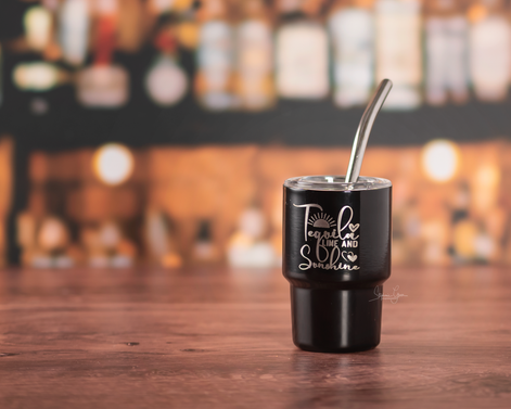 Personalized mini stainless steel tumbler in bright colors