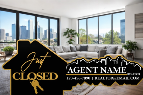 Just Closed Realtor Key Sign Digital Laser File Customizable Agent Design