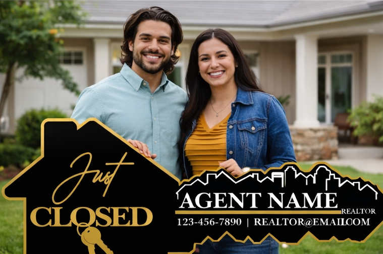 Just Closed Realtor Key Sign Digital Laser File Customizable Agent Design