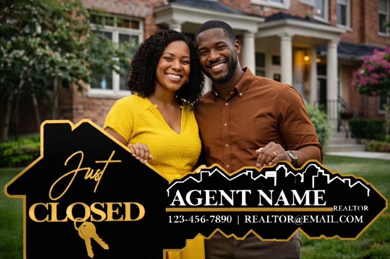Just Closed Realtor Key Sign Digital Laser File Customizable Agent Design