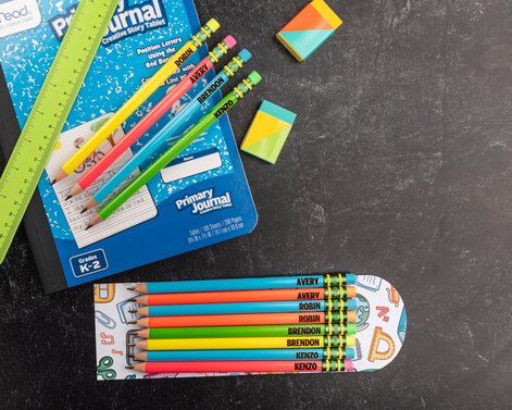 Back to school pencil set with custom engraving