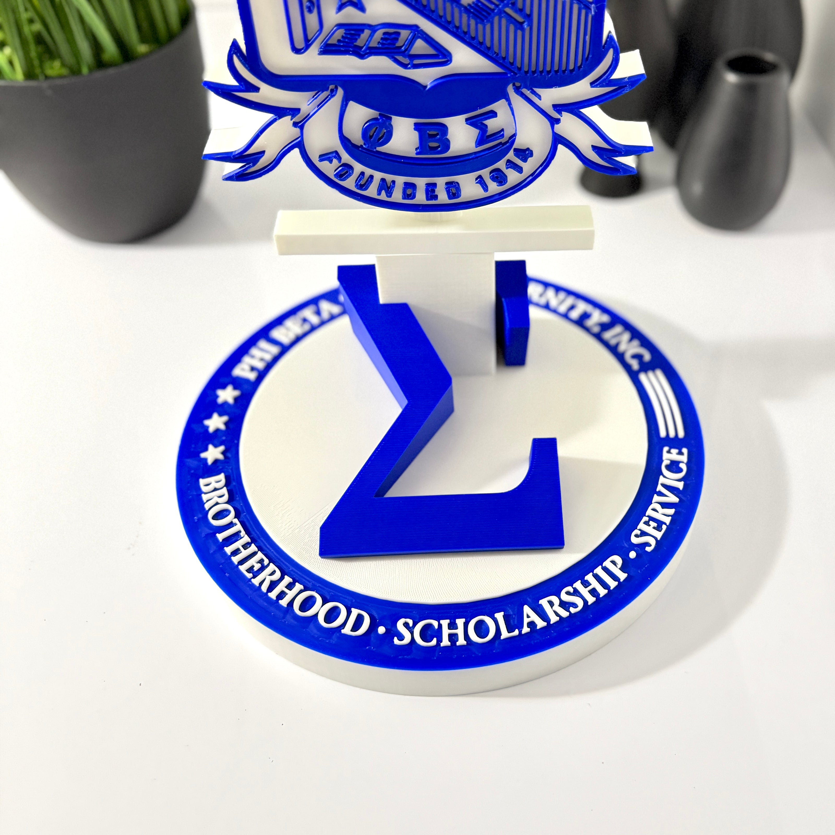 Close up of Phi Beta Sigma crest 3D printed display