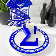 Fraternity desk display featuring Brotherhood Scholarship Service