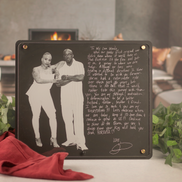 Custom engraved keepsake with photo and handwriting