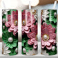 3D Pink and Green Flowers with Pearls Sublimation Tumbler Wrap Digital File