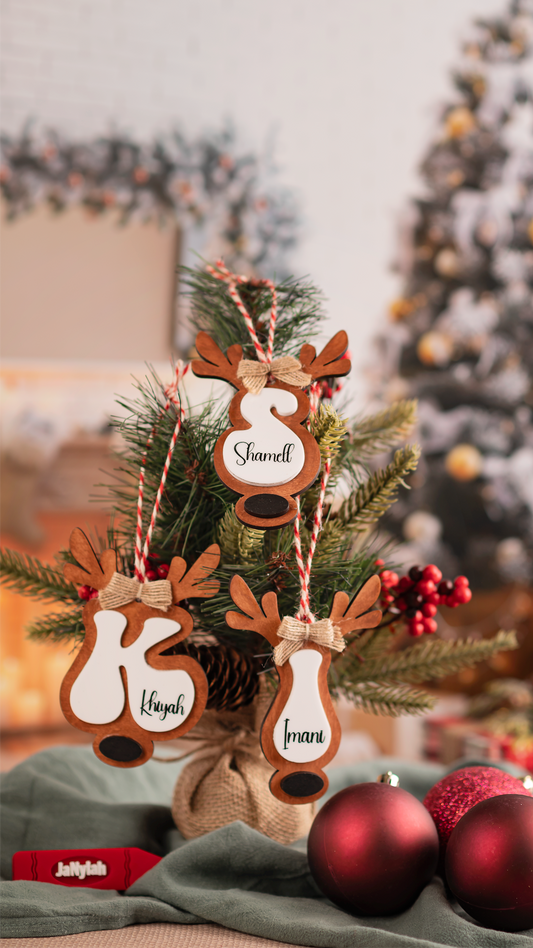 Boho Retro Reindeer Christmas Ornament