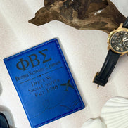 Phi Beta Sigma Personalized Passport Holder, PBS Fraternity Engraved Travel Wallet, Custom Brother Gift - Stephanie's Creations