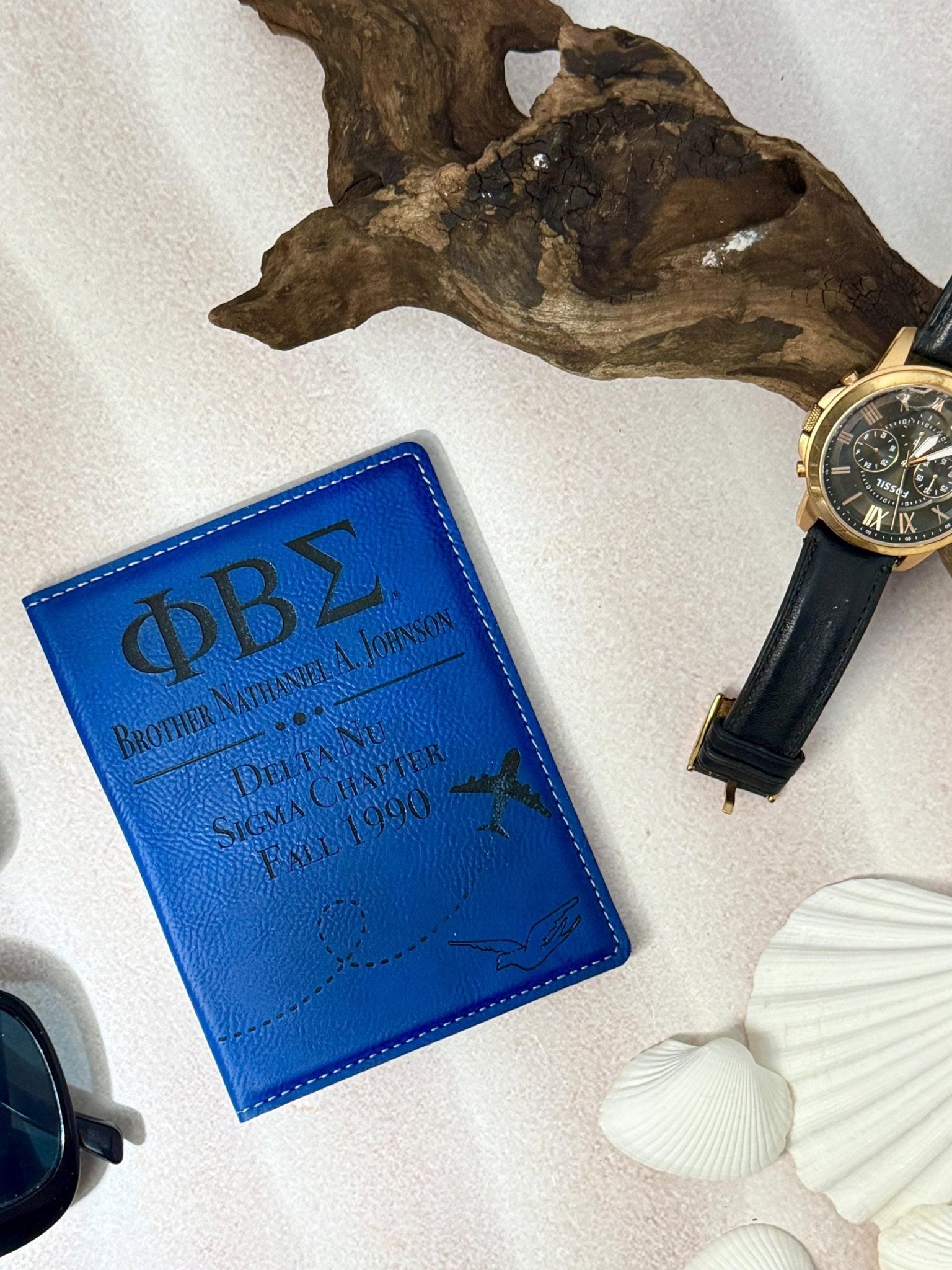Phi Beta Sigma Personalized Passport Holder, PBS Fraternity Engraved Travel Wallet, Custom Brother Gift - Stephanie's Creations