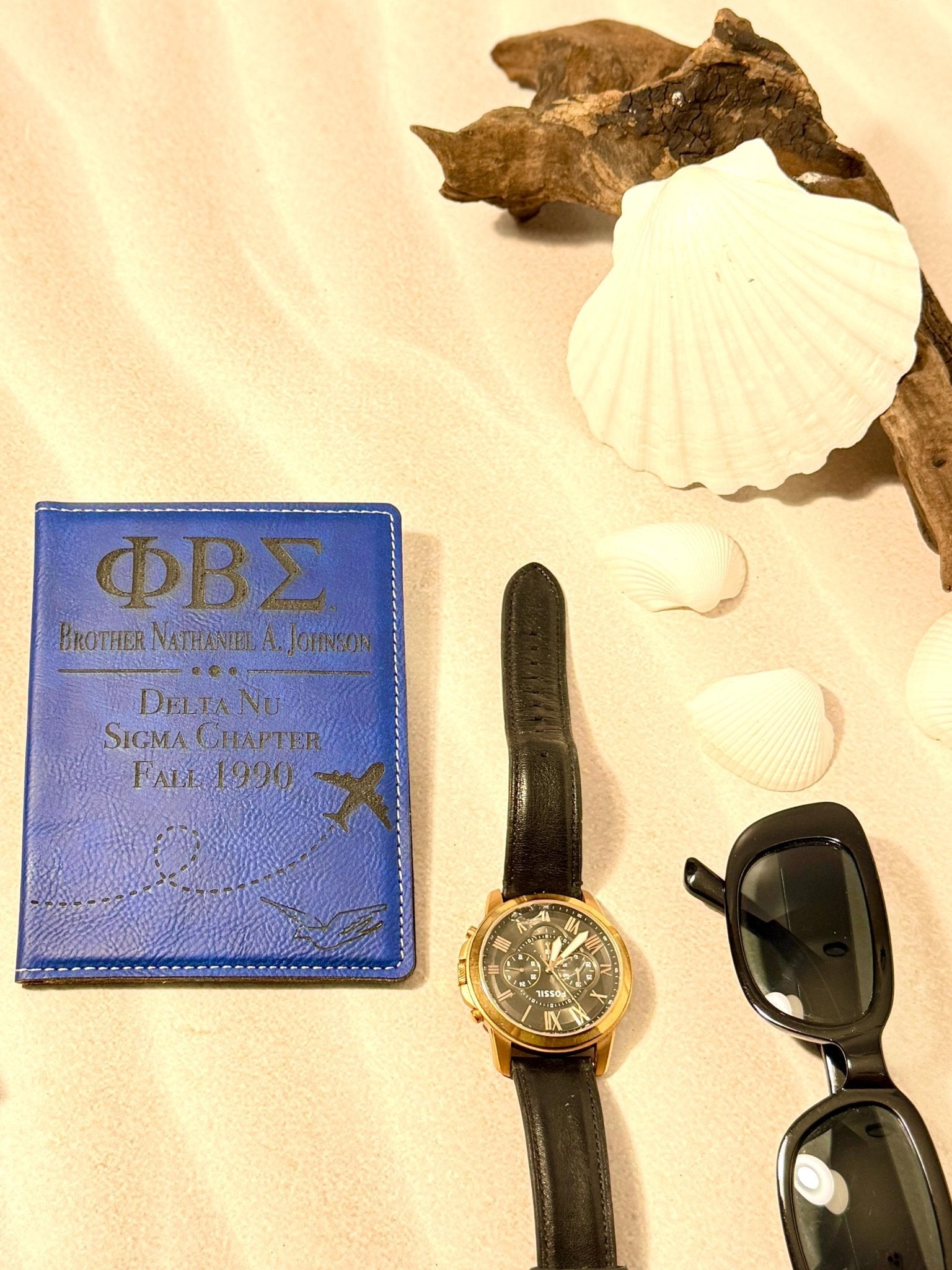 Phi Beta Sigma Personalized Passport Holder, PBS Fraternity Engraved Travel Wallet, Custom Brother Gift - Stephanie's Creations