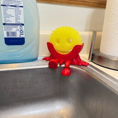 Smiley sponge holder compatible with scrub daddy sponge
