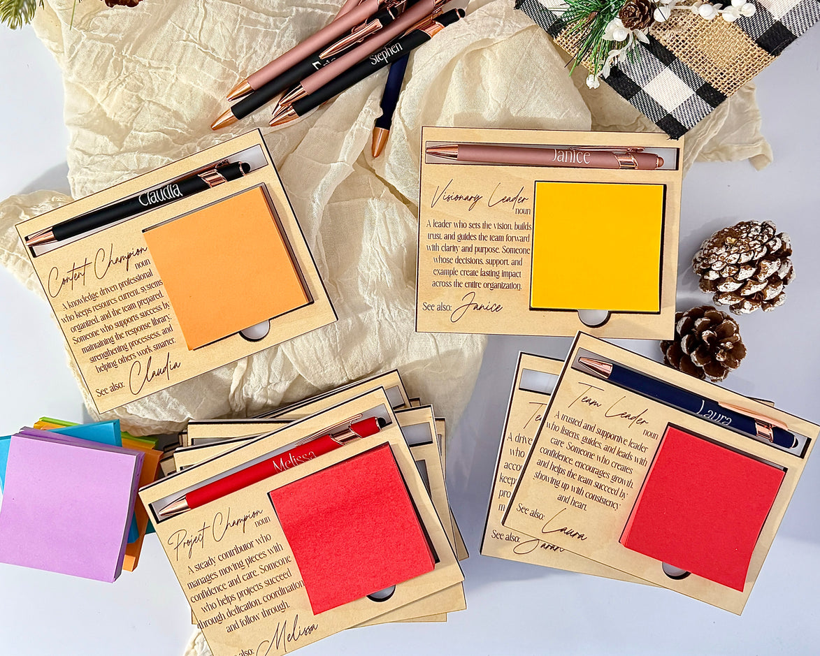 Personalized sticky note and pen holder laser cut file digital download